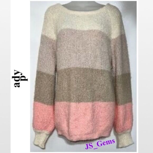 New Adyson Parker Sweater Womens Color Block Striped Knit Oversized Plus 2X - Picture 1 of 15